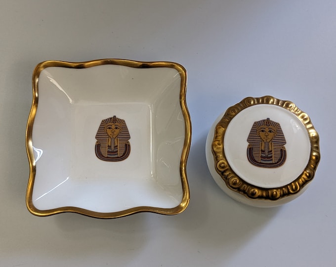 COALPORT Egyptian Pharaoh Bone China Trinket Dishes Made in England