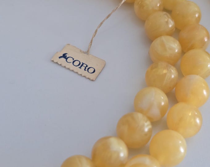 Vintage CORO Pegasus Moonglow Bead Necklace Original Tag