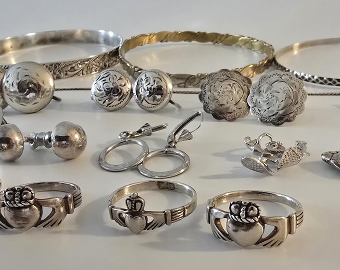Sterling Silver 925 Jewelry Bundle Claddaugh Birks Celtic