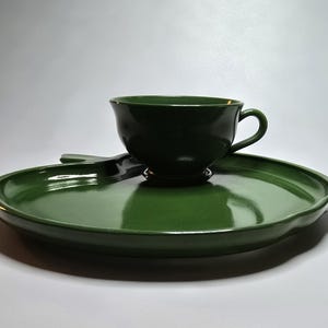 HAZEL ATLAS Apple Luncheon Snack Set in Green