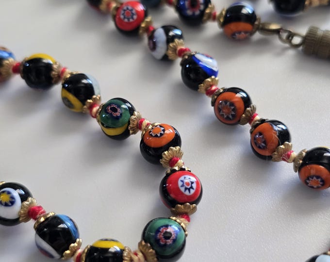 Vintage Murano Glass Millifiore Bead Necklace