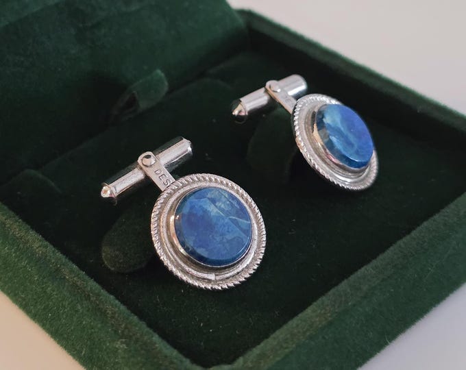 Destino Sterling Silver Rope with Lapis Lazuli Cuff Links