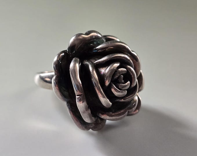 Sterling Silver Electroform Rose Statement Ring