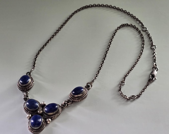 Sterling Silver and Lapis Lazuli Lavalier Necklace