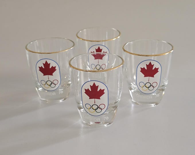 1976 Canada Olympic Shot Glasses Bar Ware - Set of 4
