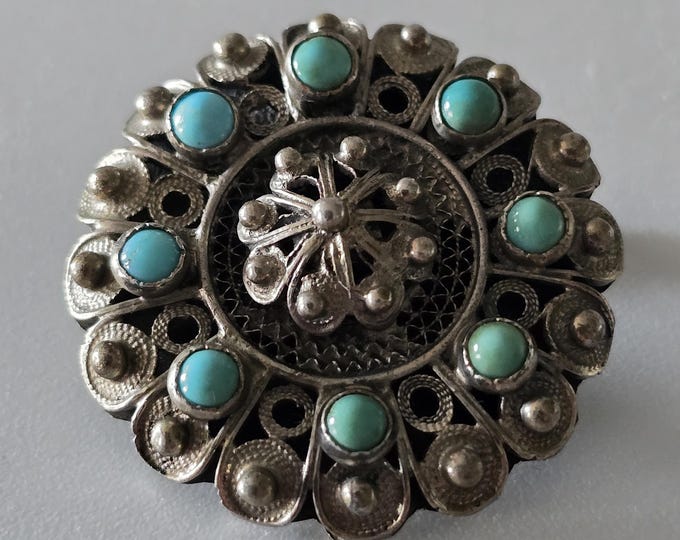 Italy Figli Di Vittorio Franconeri 800 Silver Filigree Brooch