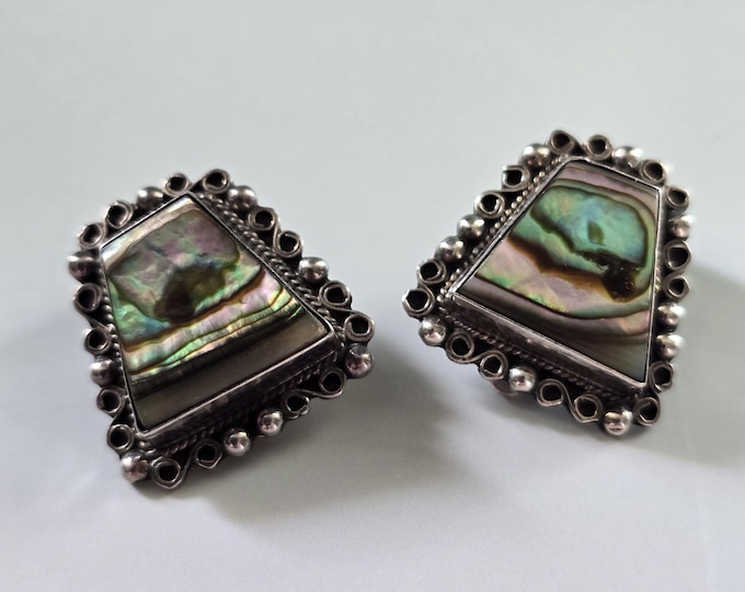 Mexico 1940s Sterling Silver and Abalone earrings