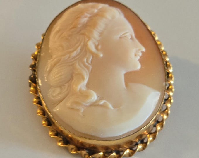 Vintage Gold Filled AMCO Cameo Brooch Pendant