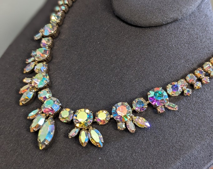 Gorgeous Vintage Sherman Aurora Borealis Crystal Necklace