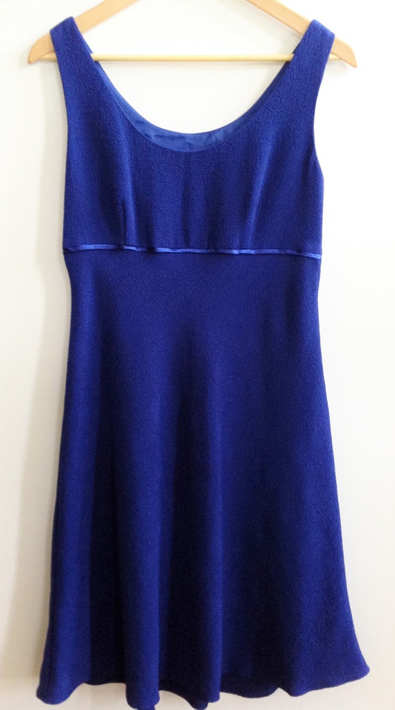 Vintate 1960s Blue Sleeves A-Line Dress