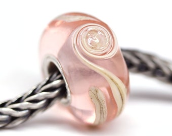 Pink bracelet bead Murano glass European style charm lampwork glass Large hole bead European bracelet