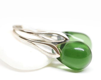 Olive green earrings Olivine earrings sterling silver jewelry Olive green drop earrings