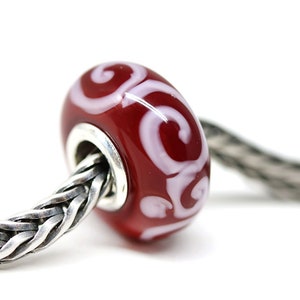 Murano Red Glass Bead: Lampwork European Charm with Sterling Silver
