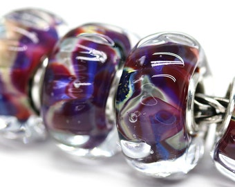 1pc Blue purple Muranos charm European style bracelet bead Purple lampwork large hole bead SRA