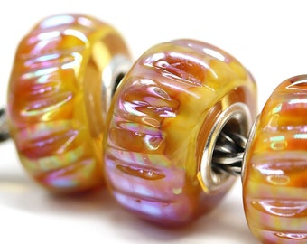 1pc Yellow Muranos charm Golden European style bracelet bead SRA lampwork