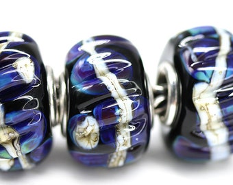 Pingente de vidro Murano preto e azul: Prata de lei