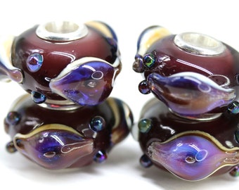 1pc Purple glass Muranos Eye charm Lampwork large hole bead European style bracelet