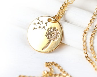 Gold dandelion necklace and earring sets