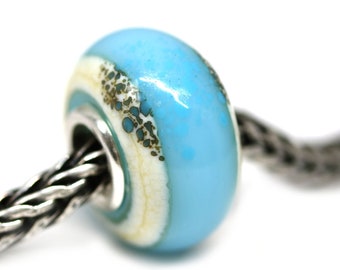 Beach blue Muranos charm European style bracelet lampwork large hole bead SRA