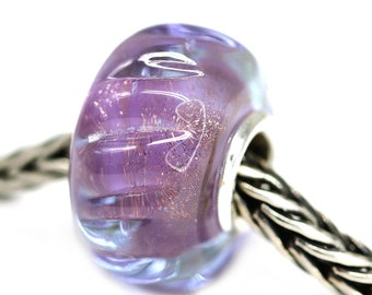 Muranos charm Purple European style bracelet bead Lilac lampwork large hole bead SRA