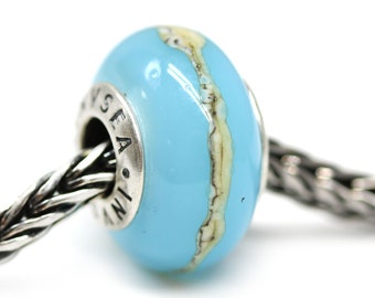 Opal blue European bracelet bead European style charm Large hole silver lined bead