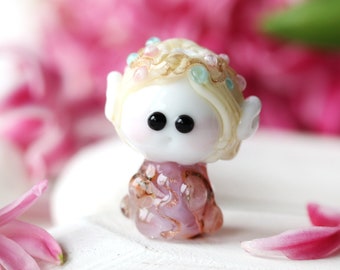 Fantasy elf prince lampwork bead petite elven figurine glass handmade pendant SRA