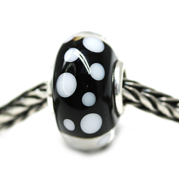 Bijoux à pois Perles de style européen Noir et blanc Charme européen Verre de Murano Perle grand trou