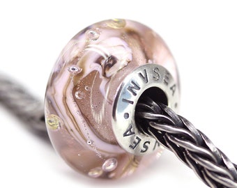 Light pink Muranos charm Handmade lampwork large hole bead European style bracelet