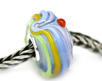 Blue Lampwork Glass Bead: European Charm Bracelet Jewelry
