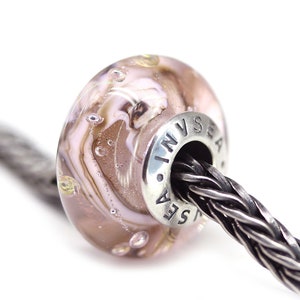 Light pink Muranos charm Handmade lampwork large hole bead European style bracelet
