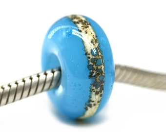 Blue European bracelet bead European style charm Large hole lampwork