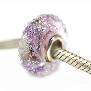 Pink handmade Murano glass charm Lampwork large hole sugar bead European style bracelet charm
