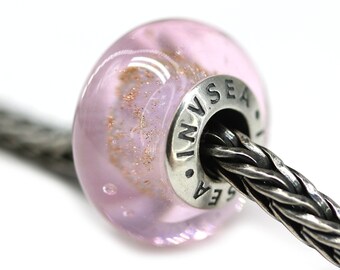 Sparkling pink Muranos charm Handmade lampwork large hole bead European style bracelet