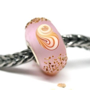 Pink European bracelet bead Beach charms Muranos Large hole bracelet beads with shells