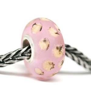 Pink European bracelet bead Beach charms Muranos Large hole bracelet beads with dots
