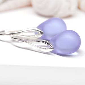 Light purple earrings Lilac earrings Lavender drop earrings Sterling silver