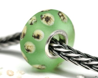 Green seaglass Muranos charm European bracelet glass bead Large hole lampwork beads