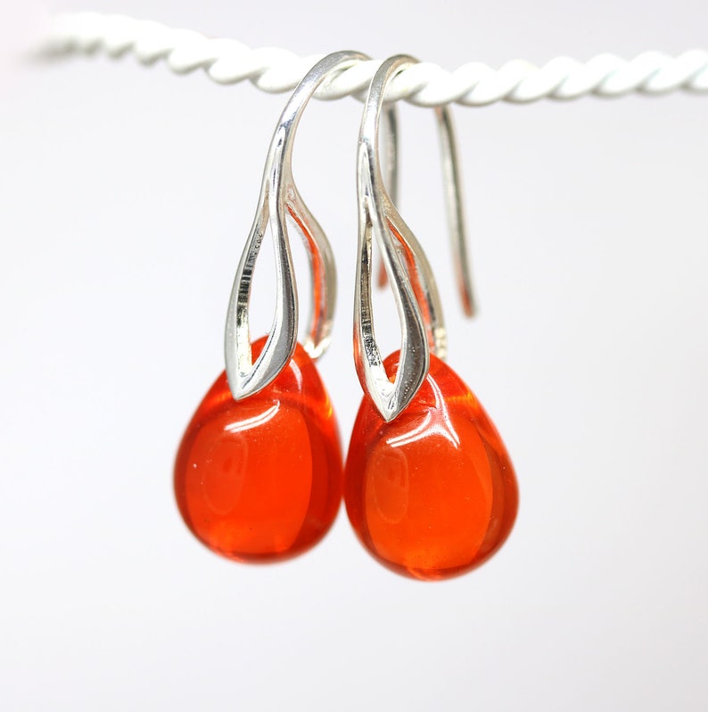 Red orange earrings Orange glass earrings Orange earrings Etsy