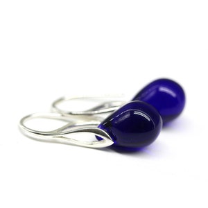 Dark blue earrings Sterling silver Cobalt Blue drop classic teardrop dangle image 10