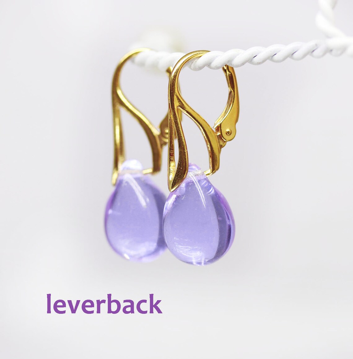 Light Purple Earrings Lilac Teardrop Earrings Vermeil Earrings Etsy