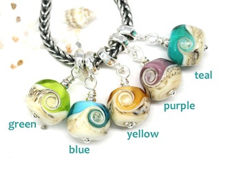 European style bracelet dangle bead, Murano glass jewelry, handmade lampwork