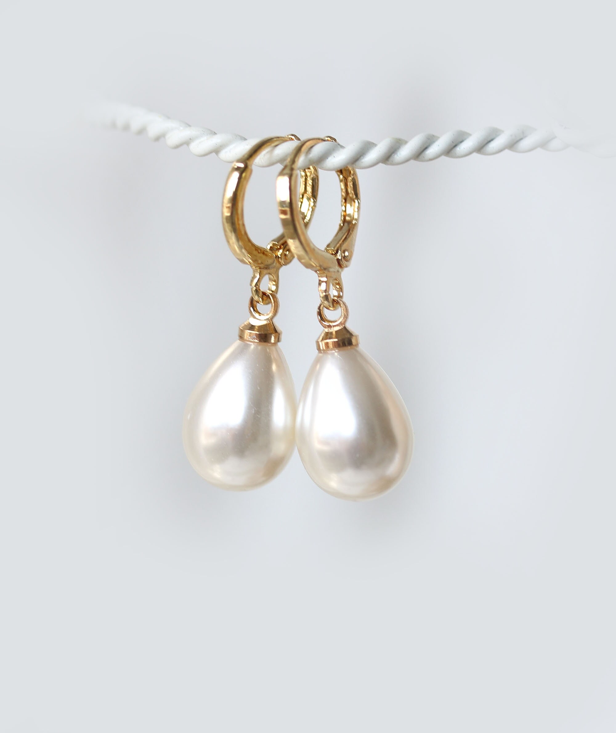Faux Pearl Drop Earrings Gold Lightweight Drop Earrings White Etsy