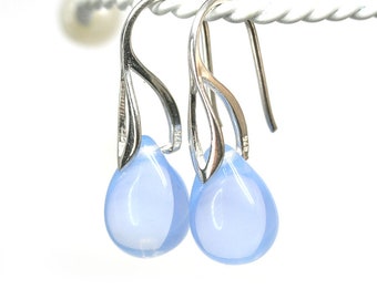 Light blue earrings and necklace Opal blue jewelry