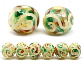 2pc Colorful orange green lampwork glass round earrings bead pair jewelry making SRA