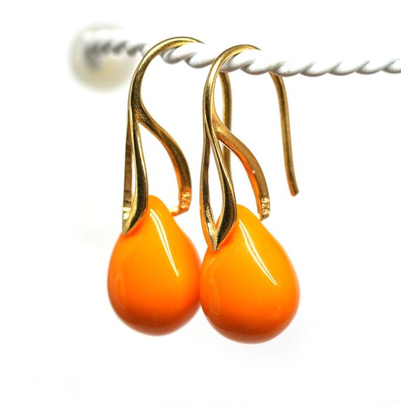 Orange gold earrings discount