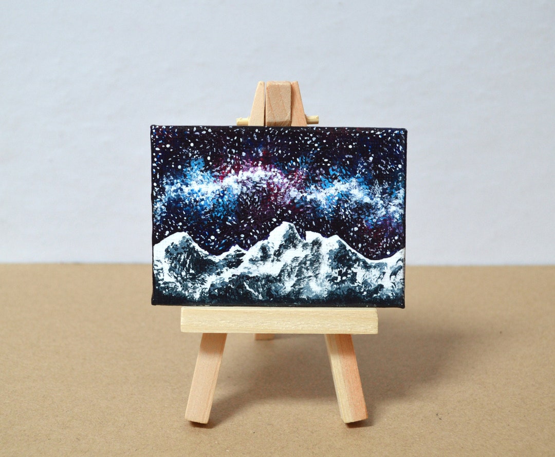 7*12cm Mini Canvas And Natural Wood Easel Set For Art Painting
