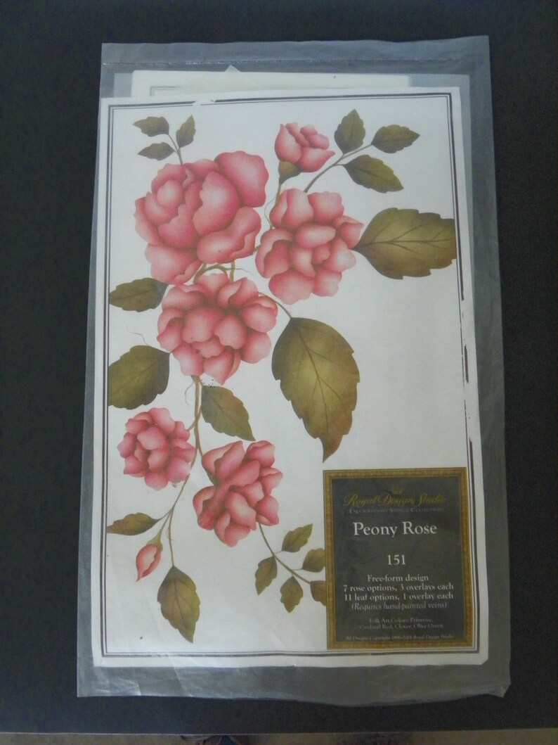 PEONY ROSE FLORAL /& Vine Stencil #151 Wall Ceiling Floor Furniture Decor Craft Art Paint Stencil ~ Pre-Owned ~ Royal Design Studio
