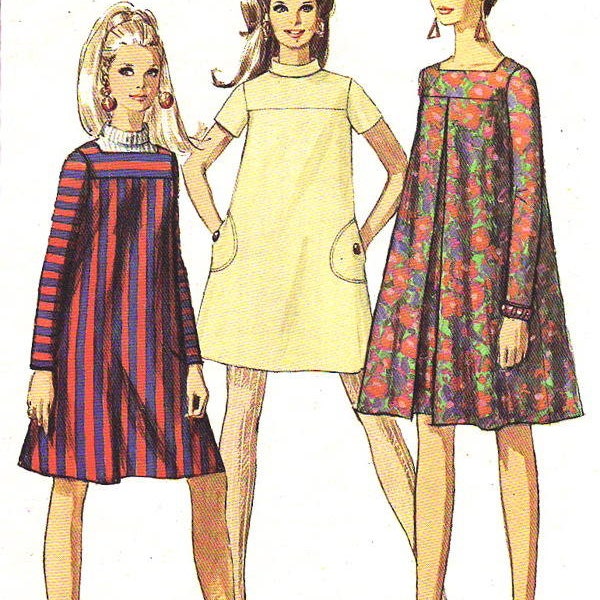 Vintage 1967 Simplicity 7203 Mod Mini Tent Dress