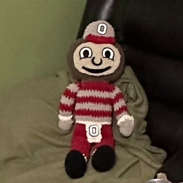 Brutus the Buckeye college football team mascot plushie CROCHET PATTERN ONLY stuffed animal Amigurumi toy Ohio