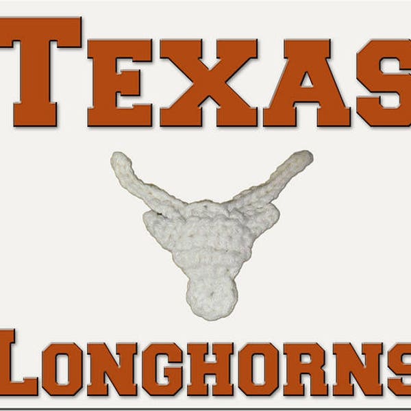 Crochet PATTERN University of Texas Longhorns Inspired Applique Collage NCAA Football Hook 'em Horns